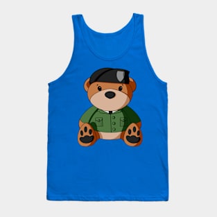 Military Beret Teddy Bear Tank Top